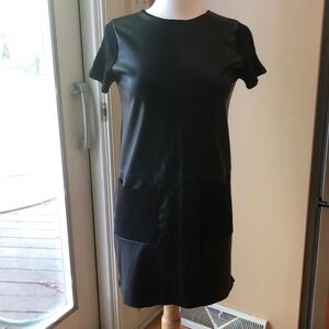Faux Leather and Sweater T-shirt Dress